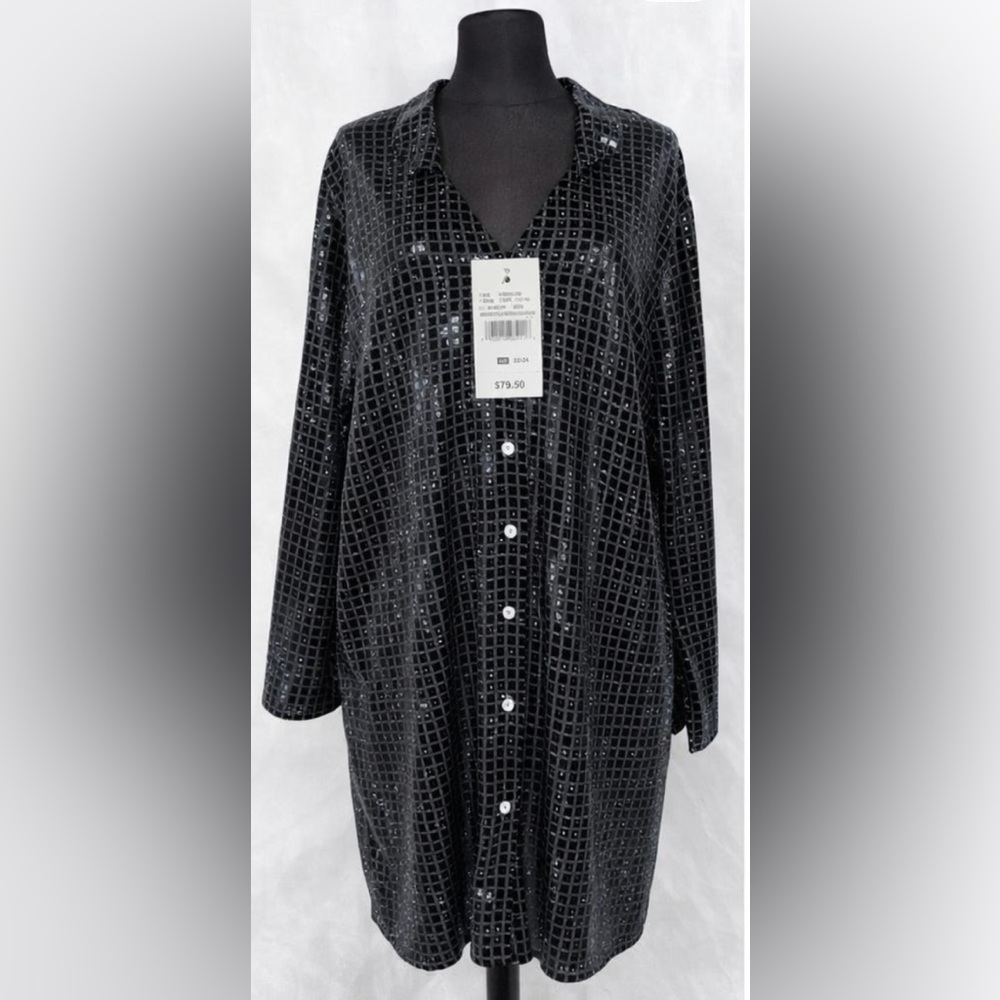 Ashley Stewart Black Maxi Dress with Silver Accents